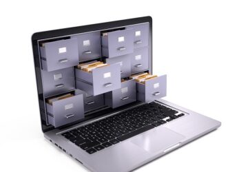 Archief in computer witte balk
